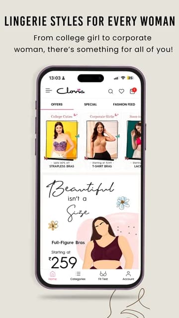 Clovia mobile app screenshot