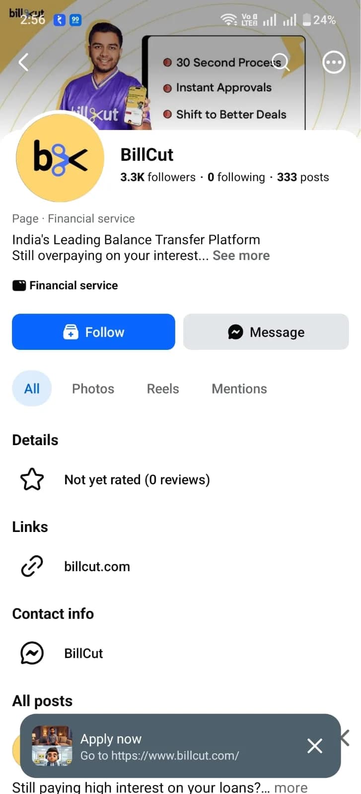 BillCut social media profile screenshot