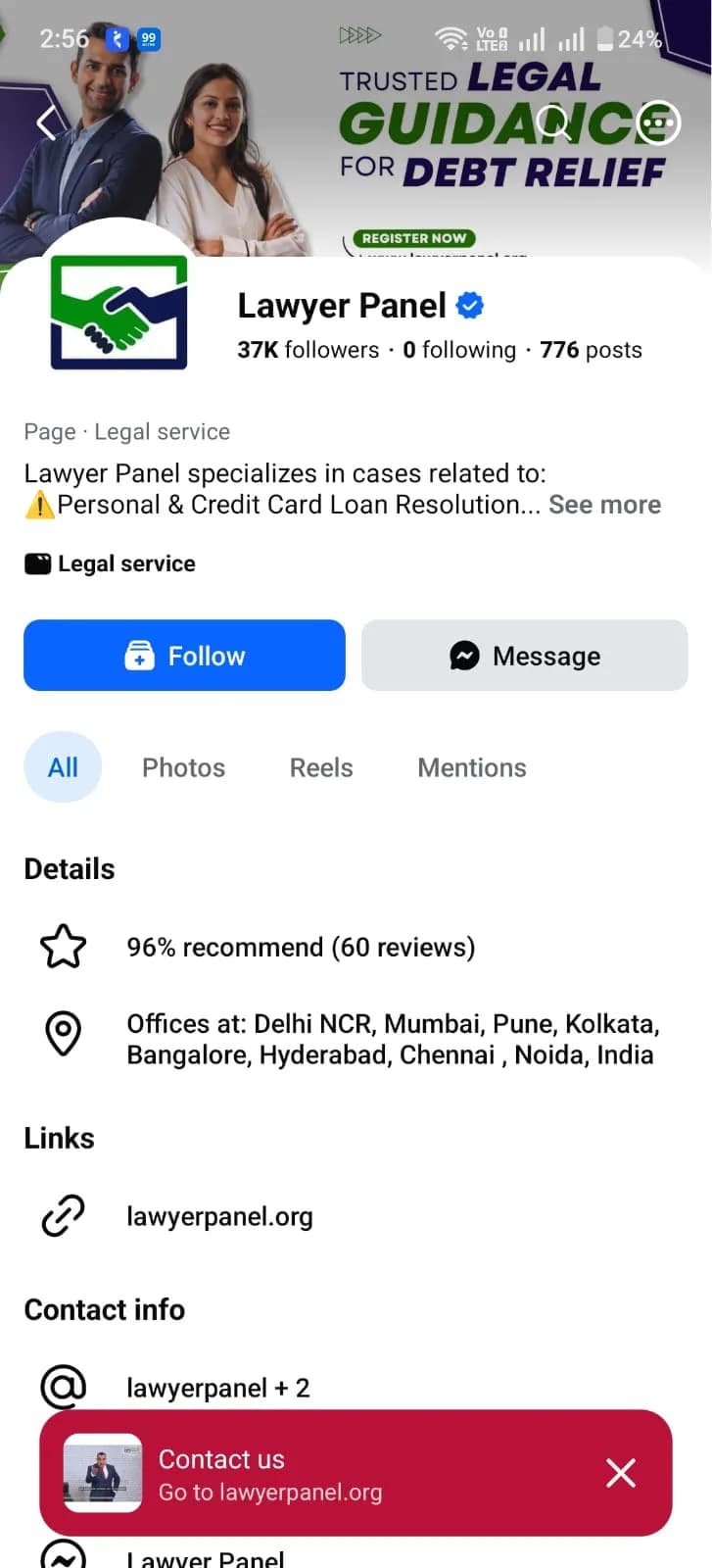 Lawyer Panel social media profile screenshot