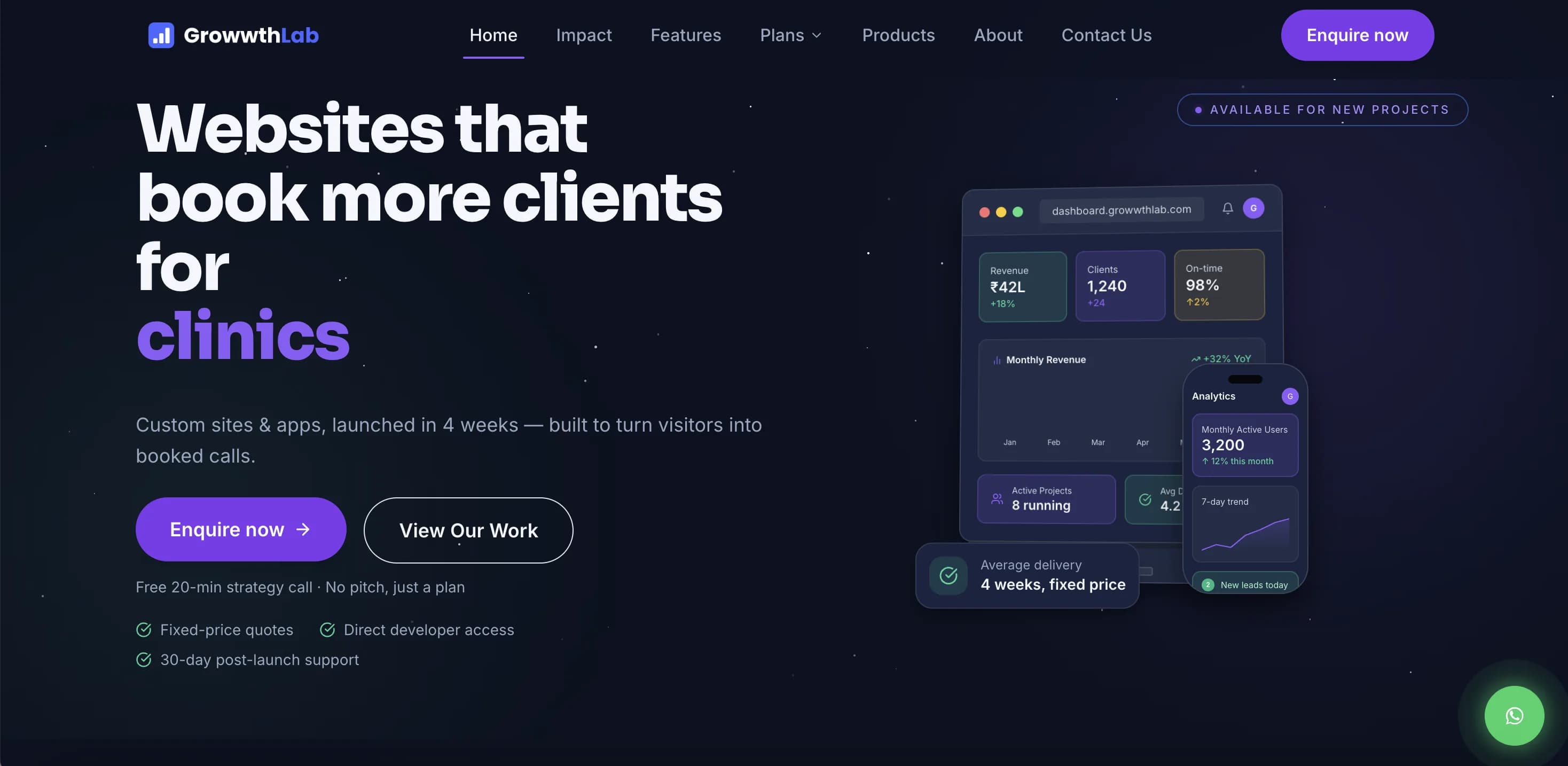 GrowthLab web app screenshot