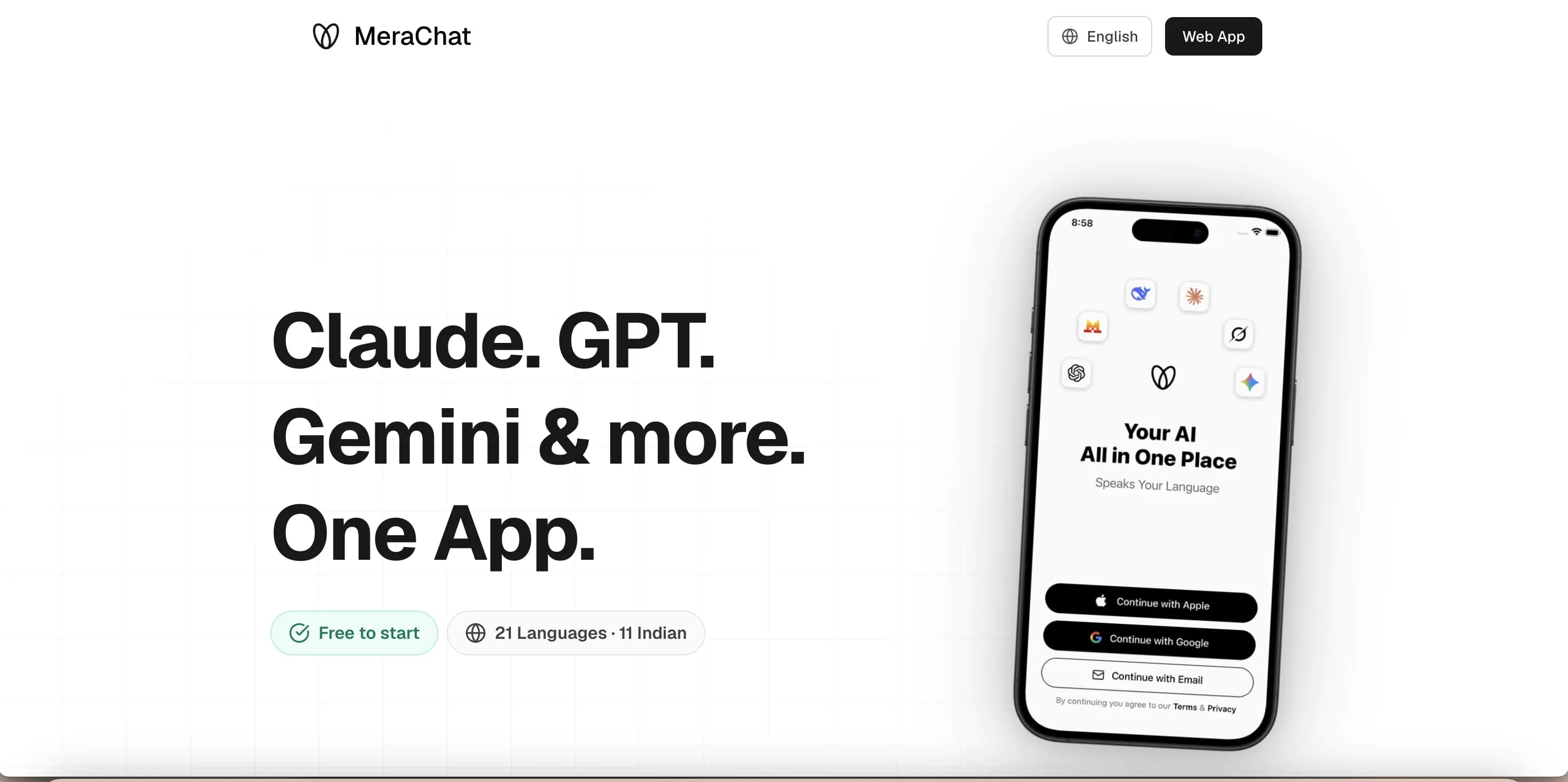 MeraChat web app screenshot