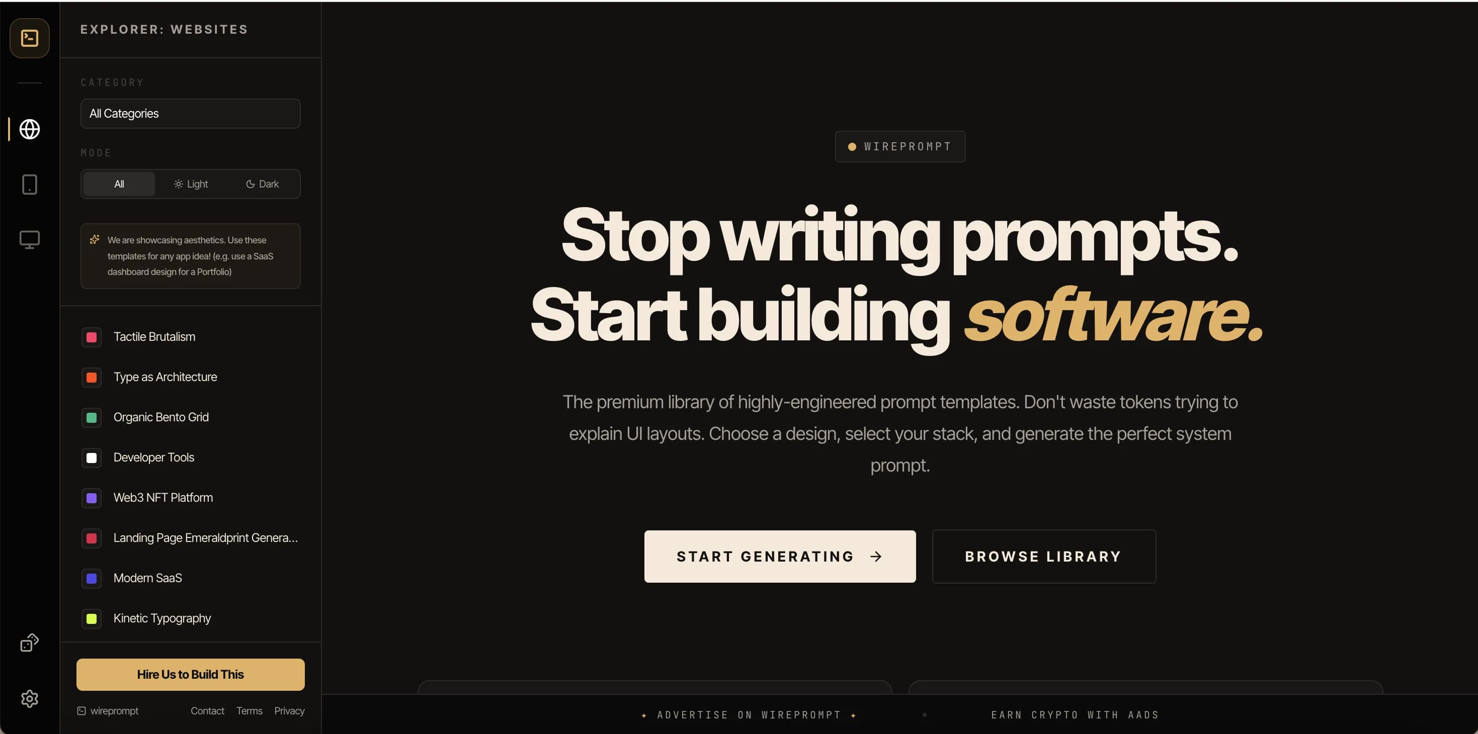 Wireprompt web app screenshot